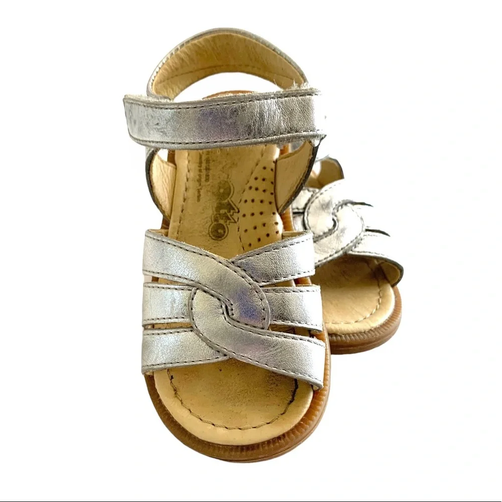 Falcotto Leather Baby Girl's Falcotto Carousel Silver Sandals 20